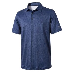 M MAELREG Golf Shirts for Men Dry Fit Short Sleeve Print Performance Moisture Wicking Polo Shirt