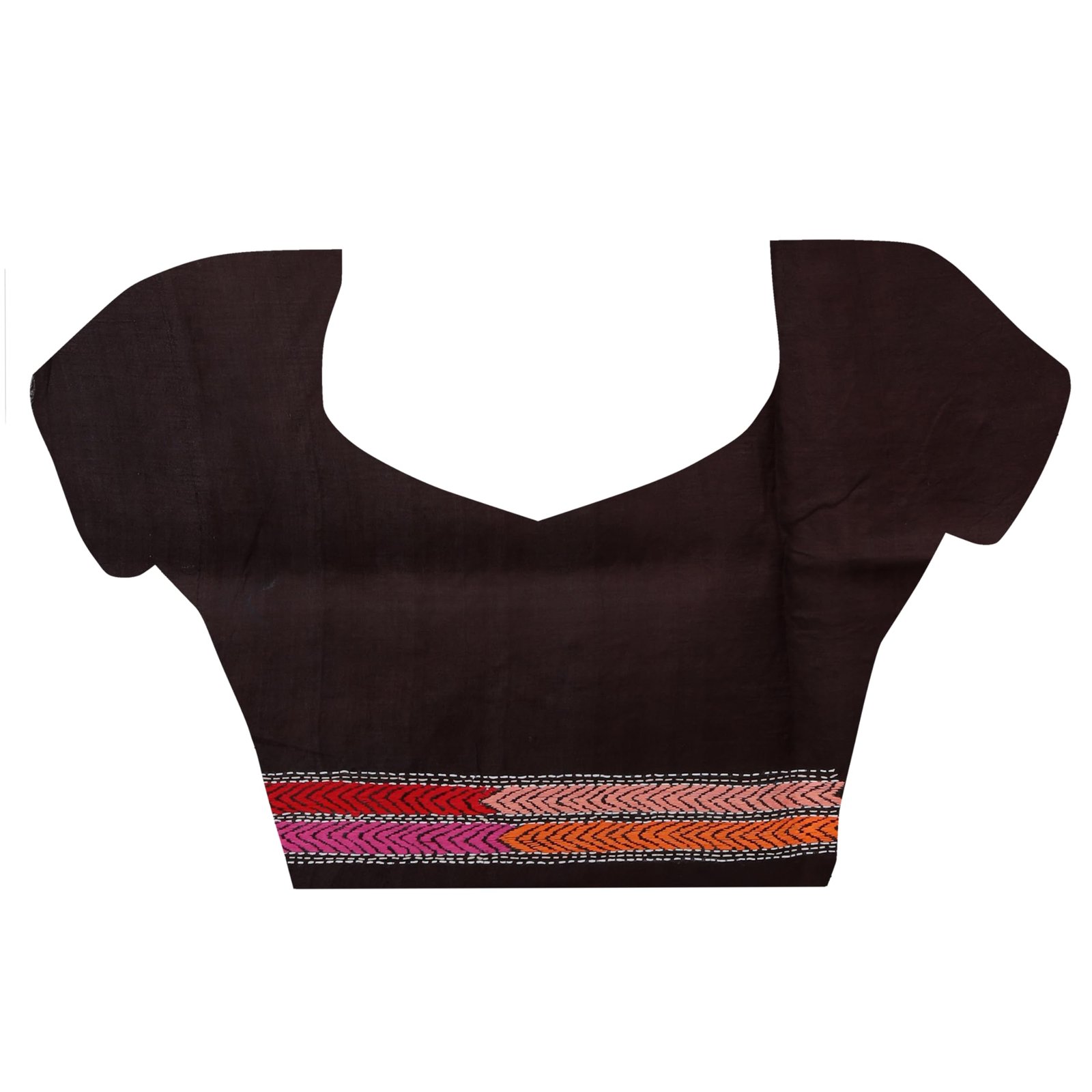 Ruprekha Fashion Women's Off-White Colour Hand Embroidered Kantha Stitch On Batik Printed Saree - Image 2