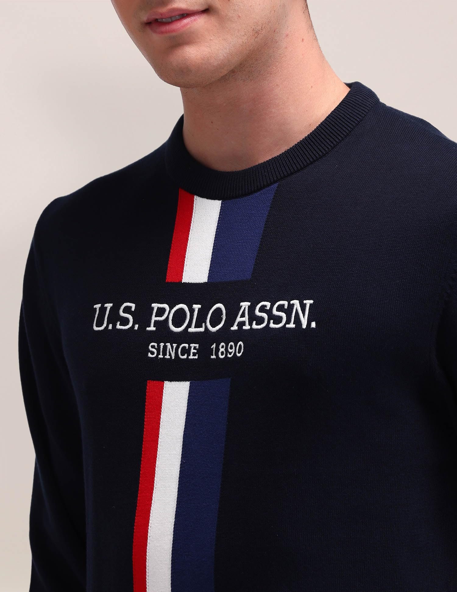 U.S. POLO ASSN. Men's Cotton Crew Neck Pullover Sweater (USSWE2215_Navy - Image 2