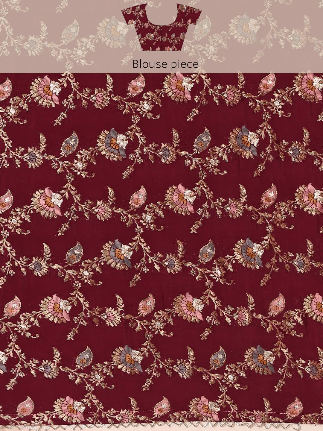 MOHEY Women's Art Silk Zari Weave Saree (Pink) - Image 2