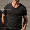 INTO THE AM Premium V Neck T Shirts for Men - Modern Fitted Tees S - 2XL Vneck Undershirts, 3-pack Non-branded - Black/Navy/Olive Green, L - Image 4