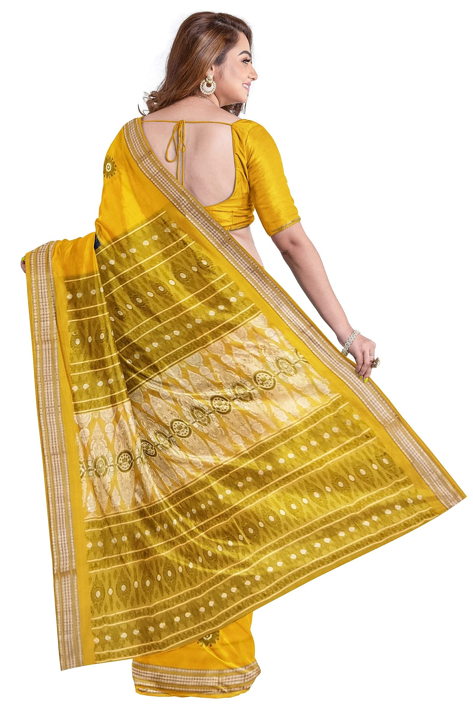 BHS Women's Sambalpuri Pure Cotton Bomkai Saree With Blouse Piece (Nuapatanapata_Multicolour) - Image 6