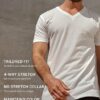INTO THE AM Premium V Neck T Shirts for Men - Modern Fitted Tees S - 2XL Vneck Undershirts, 3-pack Non-branded - Black/Navy/Olive Green, L - Image 3